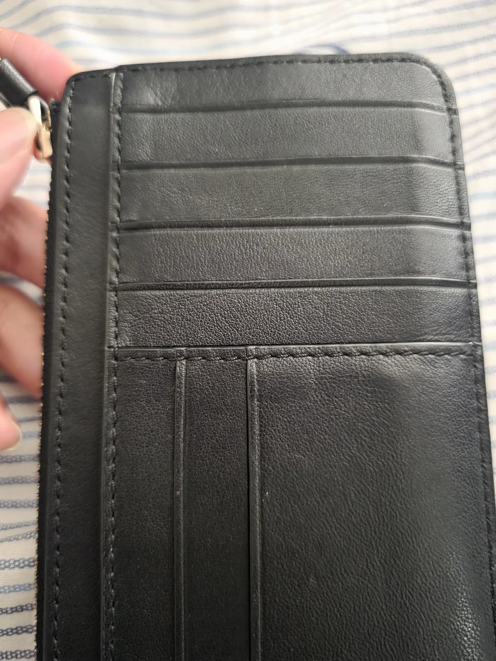 kate spade Black Quilted Leather Zip Card Holder